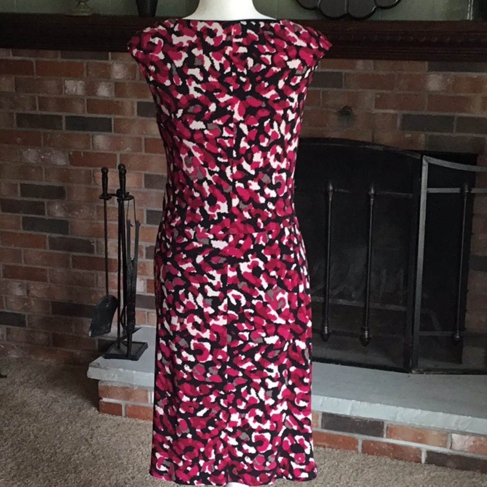 Evan Picone burgundy, black and cream dress - Picture 8 of 8